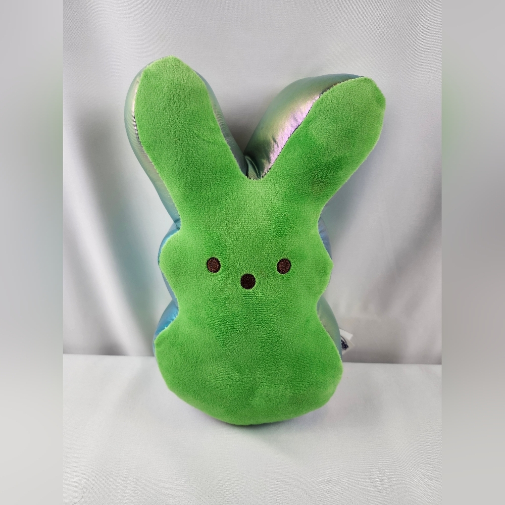 Peeps 12" Green Easter Bunny Plush Iridescent Shimmer Sides Stuffed Rabbit
